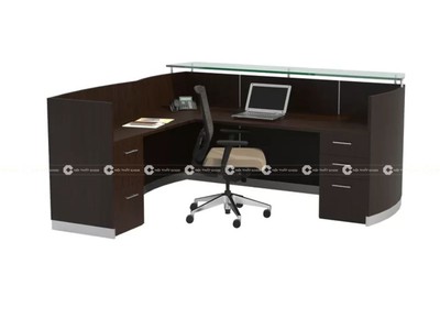 Quầy Lễ Tân Mặt Kính Vân Gỗ Xám Hiện Đại 0