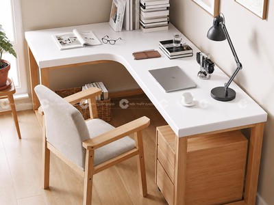 Bàn Làm Việc Gỗ Tự Nhiên Chữ L Tiện Lợi Cho Không Gian Nhà 2
