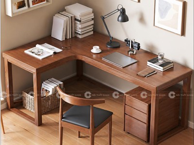 Bàn Làm Việc Gỗ Tự Nhiên Chữ L Tiện Lợi Cho Không Gian Nhà 1