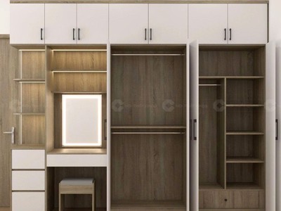 Tủ Quần Áo Gỗ Công Nghiệp Kết Hợp Bàn Trang Điểm 0