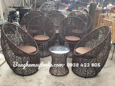 Bàn ghế mây nhựa đan rối 0