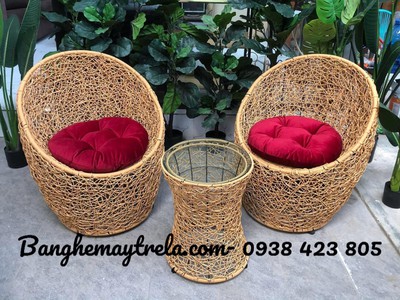Bàn ghế mây nhựa đan rối 2