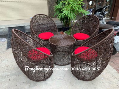 Bàn ghế mây nhựa đan rối 7