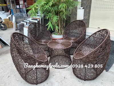 Bàn ghế mây nhựa đan rối 8