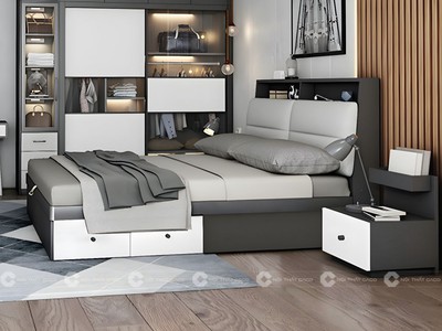 Giường Hộp Bọc Nệm Có Hộc Kéo Hiện Đại 2