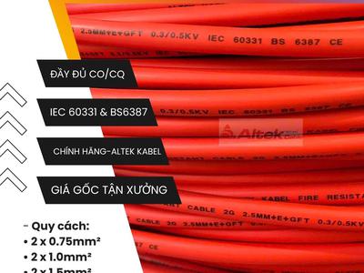 Cáp chống cháy chống nhiễu - altek kabel 2x 1.5, 2 x 2.5 1