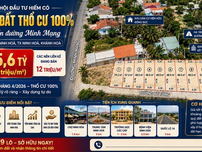 Bán đất thổ cư trục đường minh mạng ninh hoà - khánh hoà 0