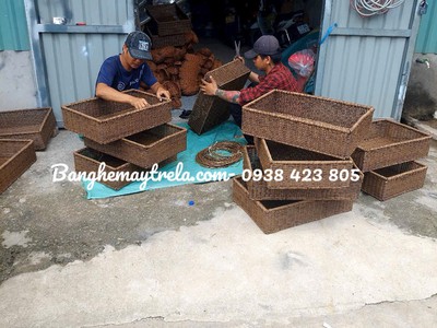 Khay để đồ chữ nhật mây nhựa 6