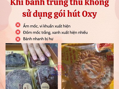 Khi bánh trung thu dùng gói hút oxy để chống mốc 1