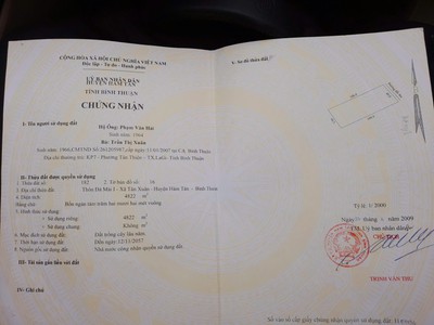 Chính chủ bán đất hàm tân - giáp la gi   bình thuận , 4.800m  - giá chỉ 980 triệu 2