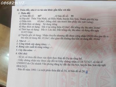 Bán đất lô đất siêu đẹp tại thôn yên ninh, nội bài, hà nội, dt 65,6m2, giá 1,64 tỷ 1