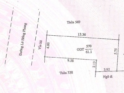 Bán đất mặt phố Lê Hồng Phong, ph Nguyễn Trãi, TP HD, 61.1m2, mt 4m, nở hậu, trung tâm TP, 3.x tỷ 2