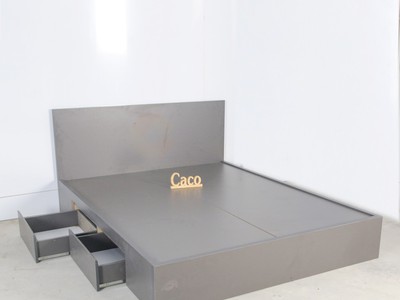 Giường Ngủ Gỗ Công Nghiệp MDF Melamine Màu Xám Hai Hộc Kéo 1