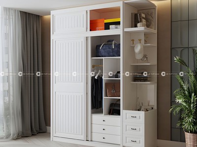 Tủ Quần Áo Gỗ Tự Nhiên Cửa Lùa Cao Kịch Trần Tối Ưu Không Gian 1