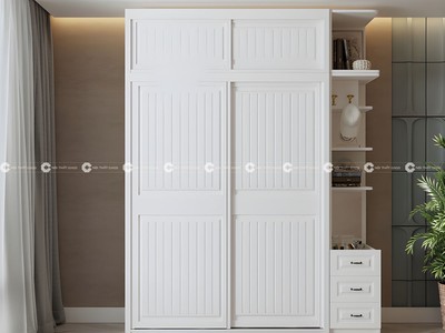 Tủ Quần Áo Gỗ Tự Nhiên Cửa Lùa Cao Kịch Trần Tối Ưu Không Gian 0