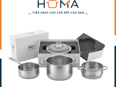 Bộ Nồi Inox 5 Lớp Cao Cấp 5 Món   Truyền Nhiệt Nhanh, Đáp Ứng Mọi Nhu Cầu Nấu Nướn 0
