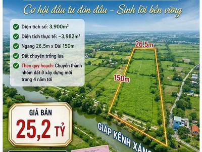 Đất 3.900m  hóc môn   quy hoạch đất ở, cách vành đai 3 chỉ 500m   giá 25,2 tỷ 0