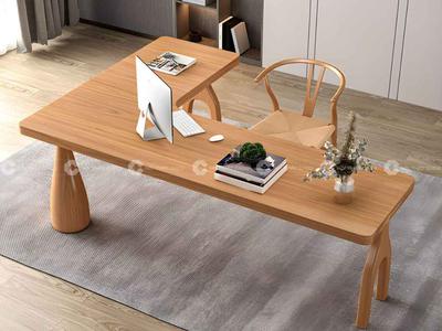 Bàn Giám Đốc Gỗ Sồi Chữ L Bo Cong Sang Trọng 1