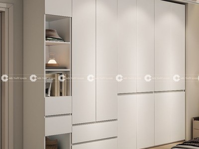 Tủ Quần Áo Gỗ Công Nghiệp Tone Trắng Sang Trọng 2