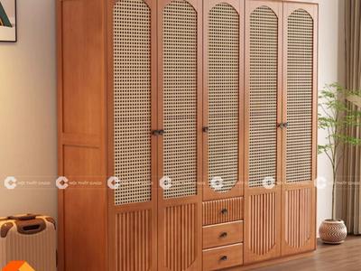 Tủ Quần Áo Gỗ Tự Nhiên Thiết Kế Vintage Thanh Lịch 0