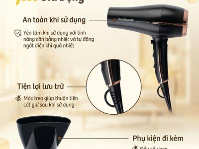 Máy sấy tóc BlueStone HDB-1958 1900-2300W có ion 0