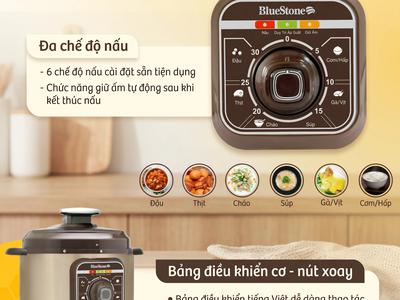 Nồi áp suất BlueStone PCB-5629 5L 900W - núm xoay dễ dùng 0