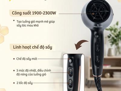 Máy sấy tóc BlueStone HDB-1958 1900-2300W có ion 3
