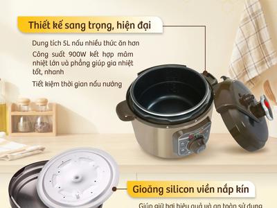 Nồi áp suất BlueStone PCB-5629 5L 900W - núm xoay dễ dùng 3