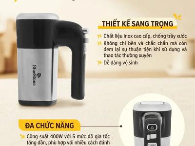Máy đánh trứng BlueStone HMB-6338 400W kèm 2 bộ que 5