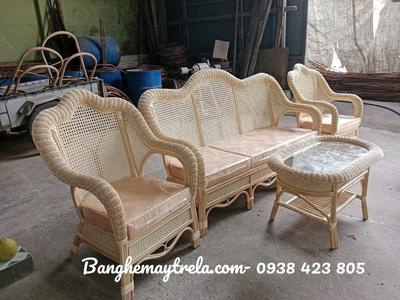Bàn ghế sofa mây tự nhiên kết hợp lưới mắt cáo 1