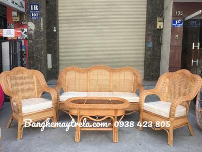 Bàn ghế sofa mây tự nhiên kết hợp lưới mắt cáo 4