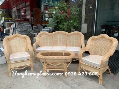 Bàn ghế sofa mây tự nhiên kết hợp lưới mắt cáo 6