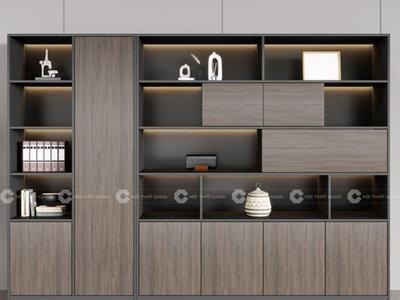 Tủ Hồ Sơ Gỗ MDF Kết Hợp Kệ Mở Trang Trí Hiện Đại 2