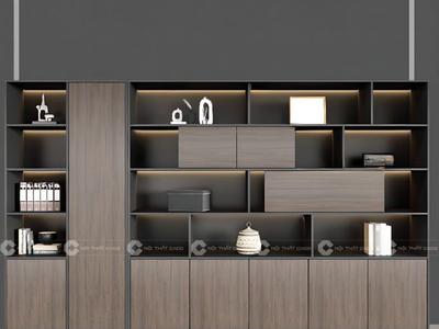 Tủ Hồ Sơ Gỗ MDF Kết Hợp Kệ Mở Trang Trí Hiện Đại 1