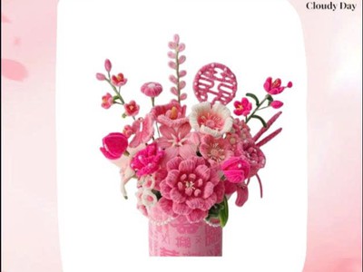 MẪU MỚI 2026  Bình Hoa Kẽm Nhung Tone Hồng  Cloudy Day    Quà Tặng Xinh Xắn, Ý Nghĩa Dành Cho Người 0