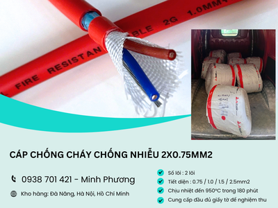 Cáp chống cháy chống nhiễu 2x0.75mm    Truyền tín hiệu ổn định Thanh Hóa, Bắc Ninh 1
