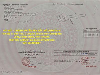 Hot hot chính chủ cần bán đất thổ vườn tại x. tân mỹ, h. đức hòa, t. long an 0
