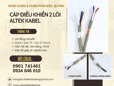 Cáp mềm, cáp điều khiển Altek Kabel 2x0.5/ 2x0.75/ 2x1.0/2x1.5 1