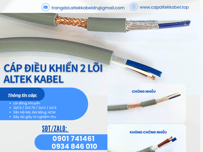 Cáp mềm, cáp điều khiển Altek Kabel 2x0.5/ 2x0.75/ 2x1.0/2x1.5 2