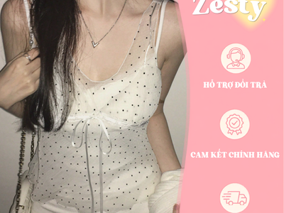 Áo hai dây chấm bi Item vintage không bao giờ lỗi mốt 0