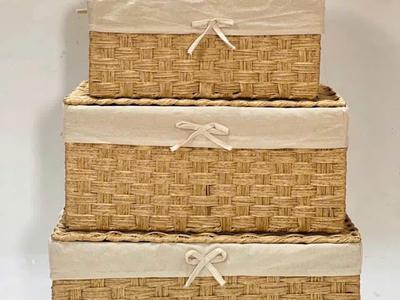 Giỏ chữ nhật đựng đồ giả mây 0