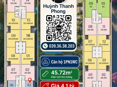Chính thức 45.72m2 - Giá 4.1 tỷ còn chiết khấu 15 - 1PN1WC Arcadia 3