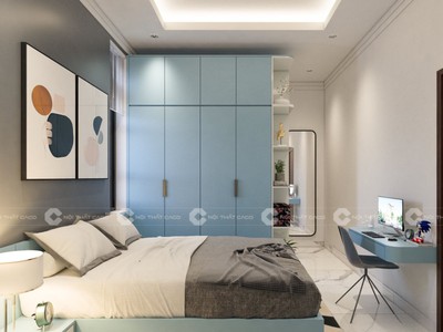 Combo Giường Tủ Phòng Ngủ Gỗ Công Nghiệp MDF Màu Xanh Độc Đáo 0