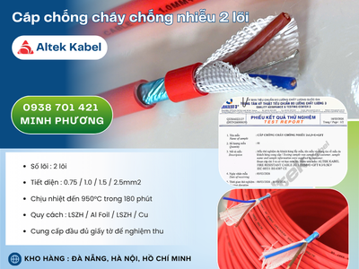 Cáp chống cháy chống nhiễu 2 lõi   Hàng sẵn kho, giao nhanh toàn quốc Đà Nẵng, HN 0