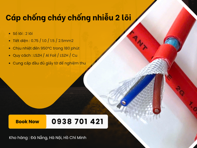Cáp chống cháy chống nhiễu 2 lõi   Hàng sẵn kho, giao nhanh toàn quốc Đà Nẵng, HN 2