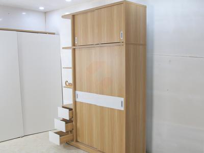 Tủ Áo Lùa Kịch Trần Gỗ MDF Màu Vàng Phối Trắng 0