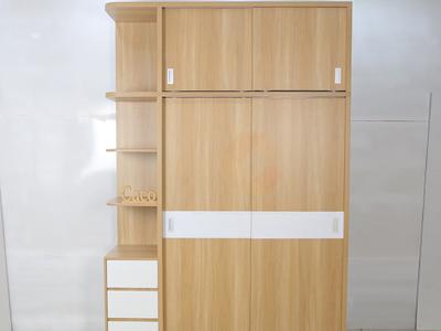 Tủ Áo Lùa Kịch Trần Gỗ MDF Màu Vàng Phối Trắng 2