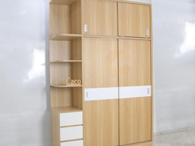 Tủ Áo Lùa Kịch Trần Gỗ MDF Màu Vàng Phối Trắng 1