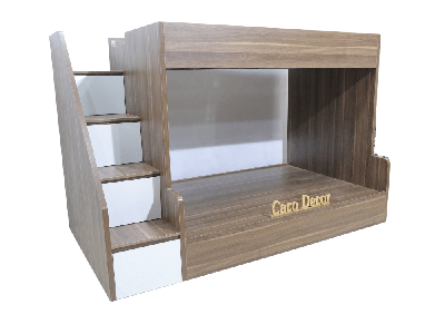 Giường Tầng Gỗ MDF Màu Nâu Sọc Vàng Hiện Đại, Đa Năng 2
