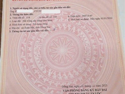Chính chủ cần bán đất xuân bắc đồng nai 2 sổ diện tích lớn - xã xuân bắc, tỉnh đồng nai 1